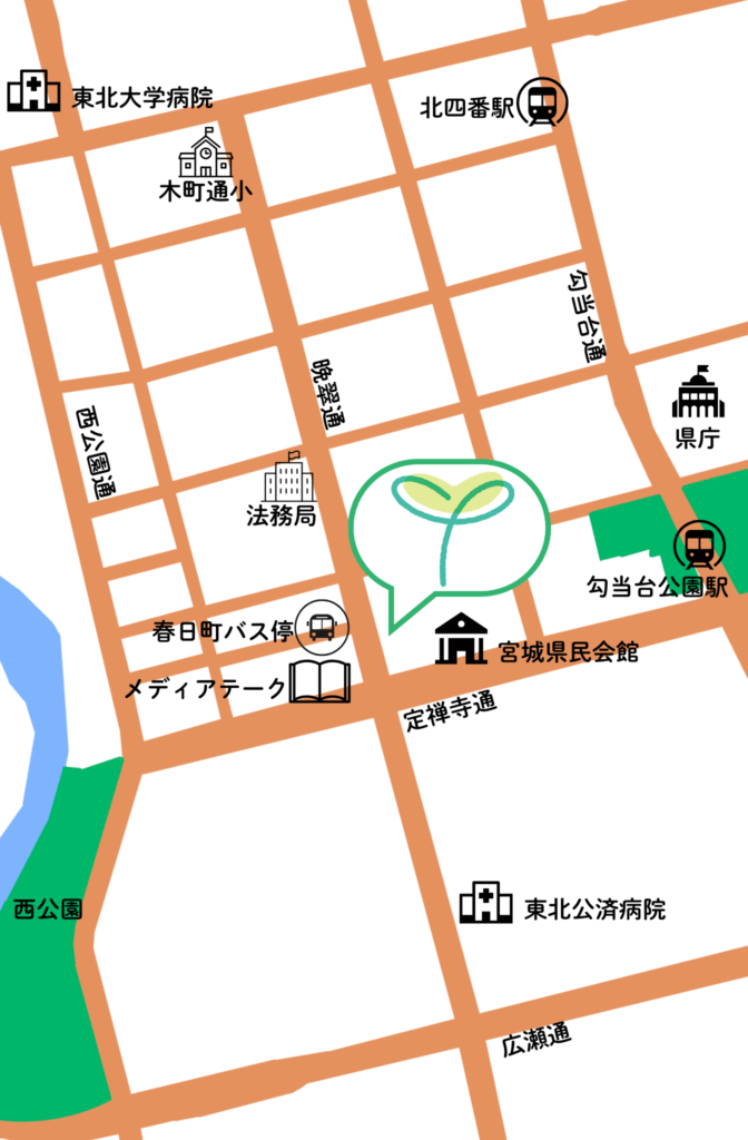 国分町たにた内科・循環器内科の地図です。